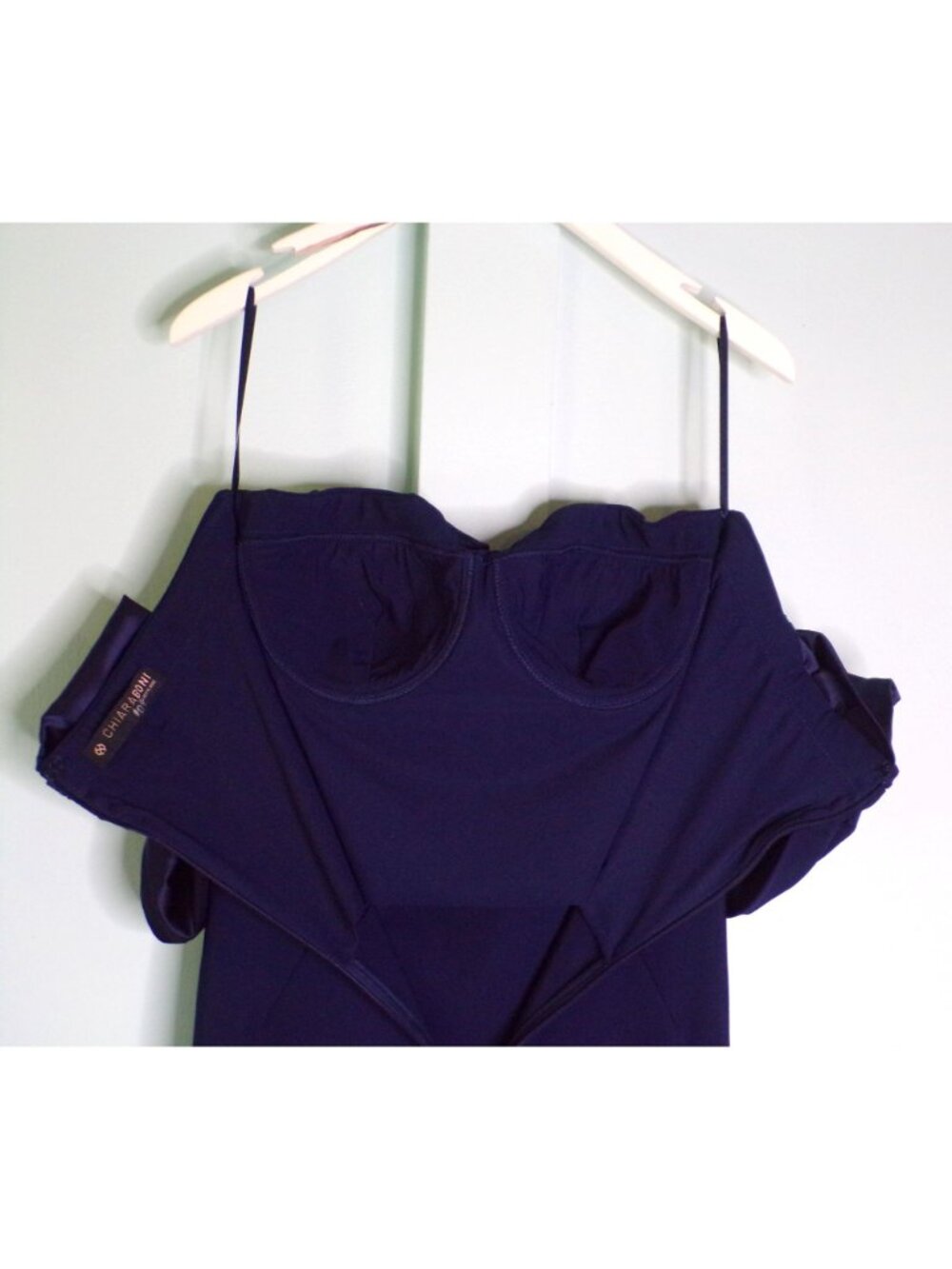 🆕CHIARA BONI Vezia Off Shoulder Gown Dress 8 Navy Blue - Picture 14 of 15